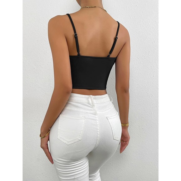 Solid Bustier Crop Cami Top black - Picture 2 of 12